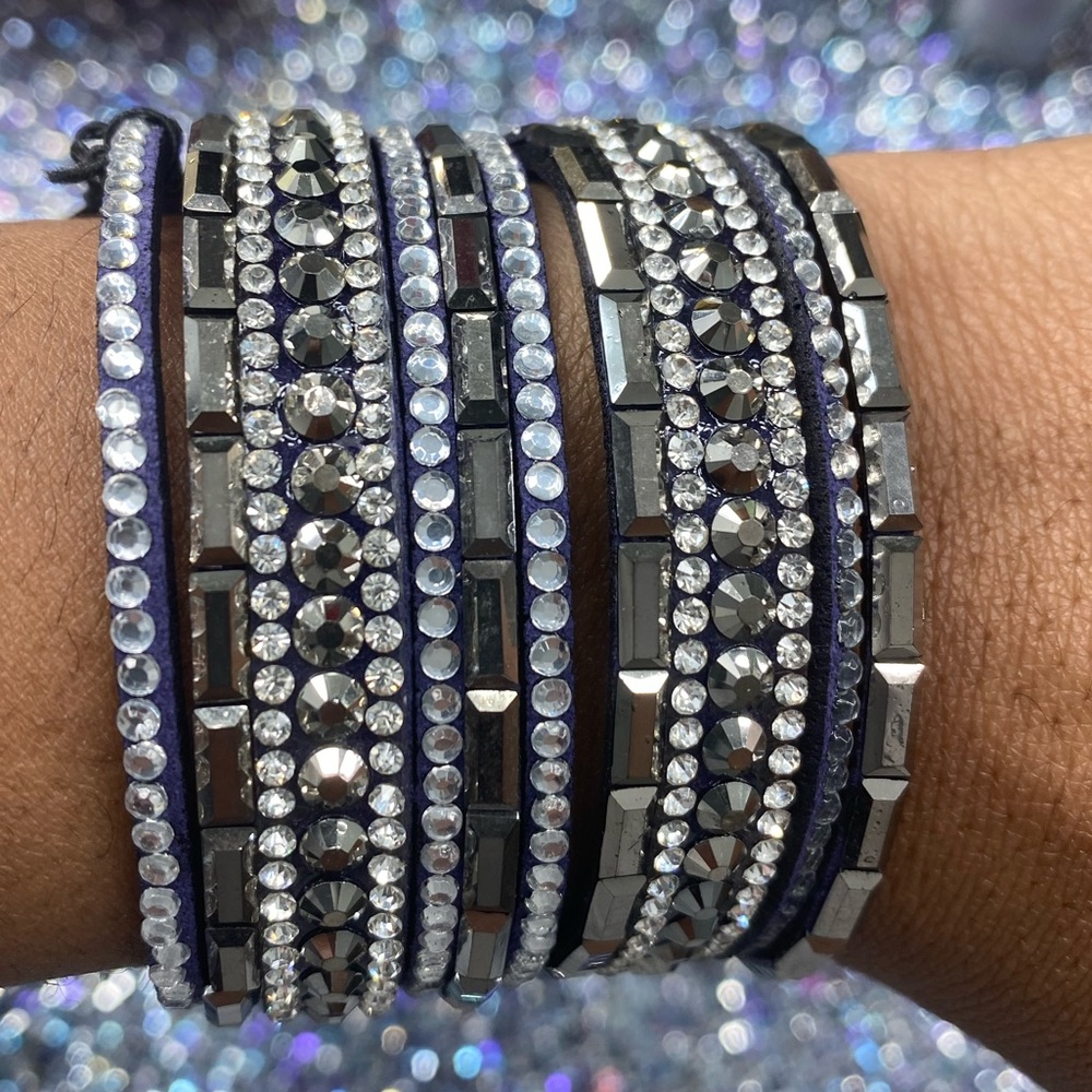 Paparazzi Purple Jeweled Cloth Bracelet